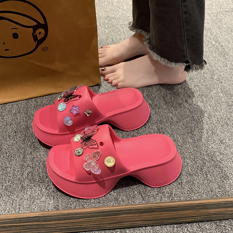 Free Shipping slippers designer slides Mens womens summer butterfly Platform sandals black pink outdoor Slipper slider men woman Trainer shoes size eu