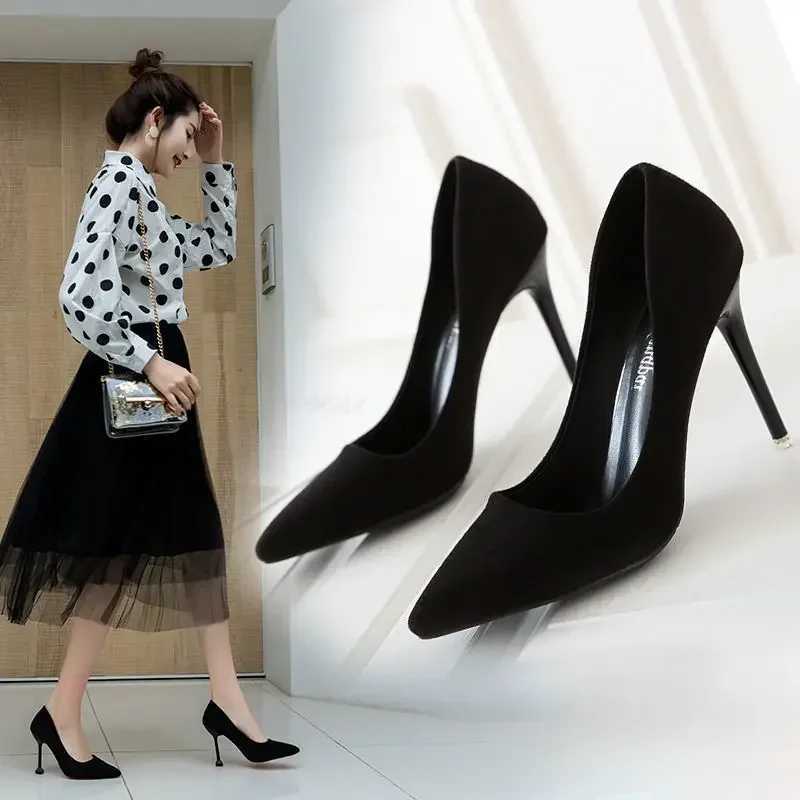 Womens 10cm High Heel Shoes Pointed Stiletto Glossy FDO Nightclub Graduation Thread Y250319