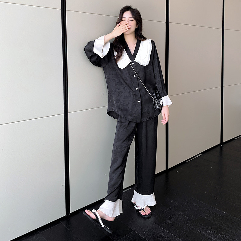 B871-Pajamas women 2023 new women's cotton silk home wear suit short-sleeved two-piece summer