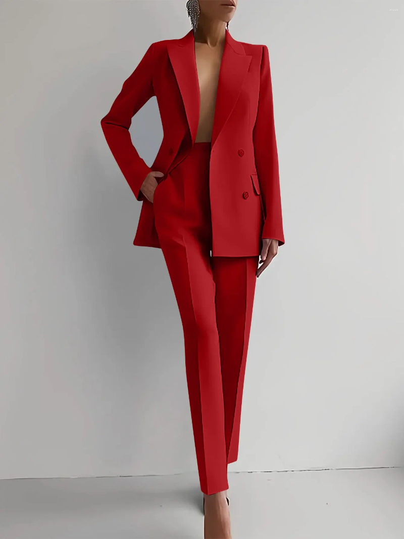 Womens Pants BWQ Elegant Blazer Suit And Wide Leg Two 2 Piece Sets Outfits For Women 2024 Classic OL Work Street Outfit Tracksuit