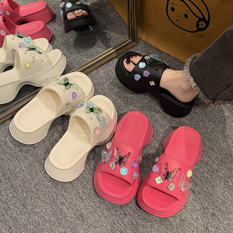 Free Shipping slippers designer slides Mens womens summer butterfly Platform sandals black pink outdoor Slipper slider men woman Trainer shoes size eu