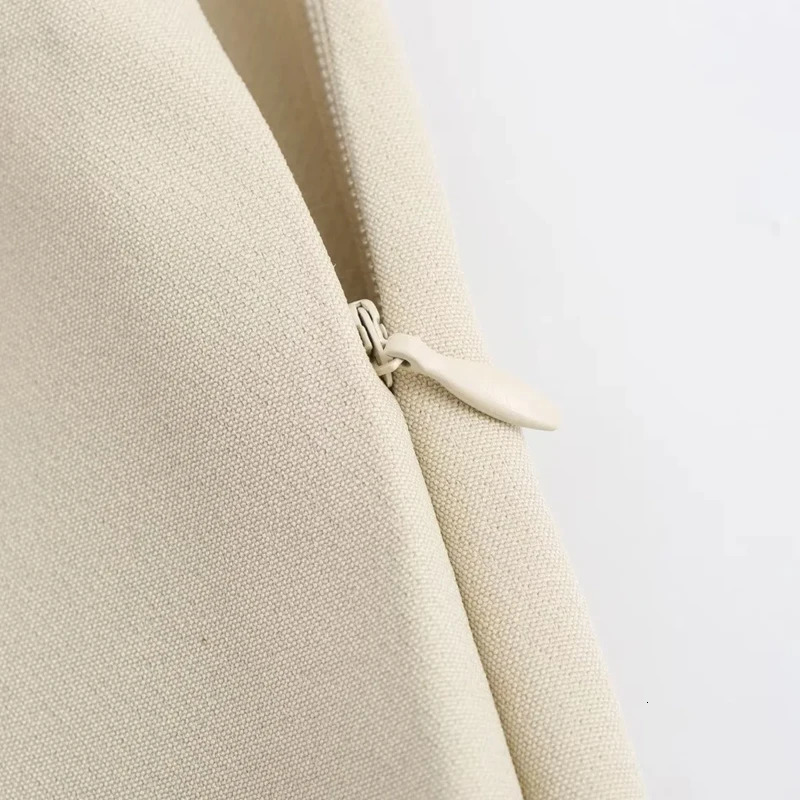 TRAF Beige Women Pants Wide Leg Zipper Lady In Spring Summer Mid Waist Fashion Elegant Office Clothing 241218