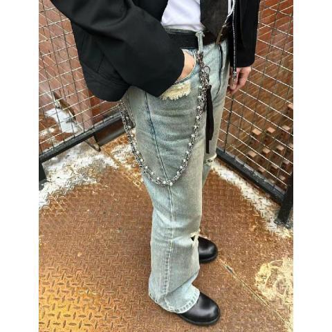 Round bead rhinestone multi-color punk pants chain unisex waist accessory Gothic pocket multifunctional chain 241105