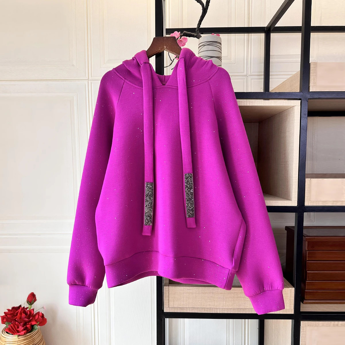 Autumn Hooded Rhie Streamer Long Sleeve Memory Cotton Sweatshirt Women Fashion Pullover Streetwear Casual Clothes