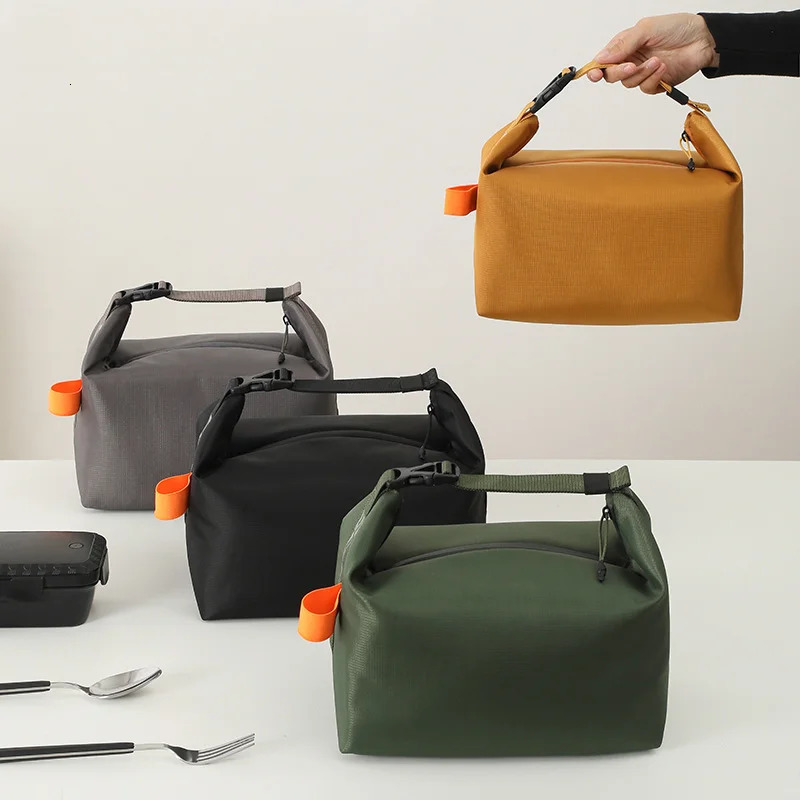 insulated lunch box handbag with large capacity folding lunch bag simple and stylish to work with 241217