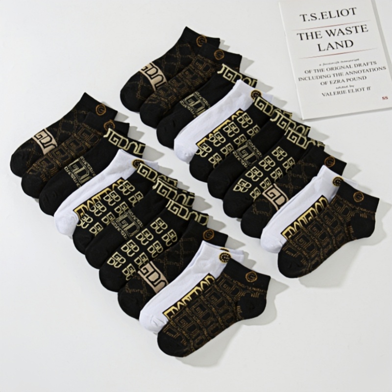 Men's Summer Thin Boat Socks Black and White Letter Printing Joker Men's Socks Fashion Brand Designer Socks Breathable Sweat Absorbent Deodo