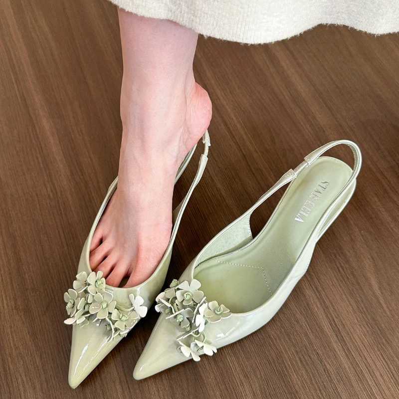 Green wer Pointed Toe elegant Wanxile party pump leather bridal shoes for H slip Tal women Y241219