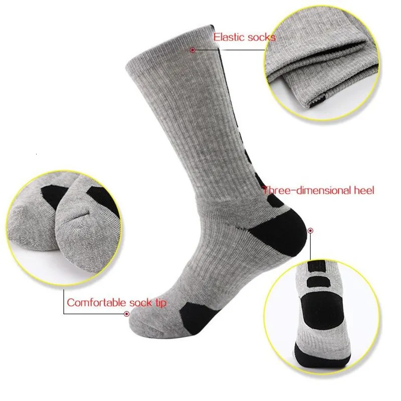 5 Pairs Men Sports Socks Set With Damping Terry Basketball Cycling Running Hiking Tennis Sock Set Ski Women Cotton EU 39-45 241219