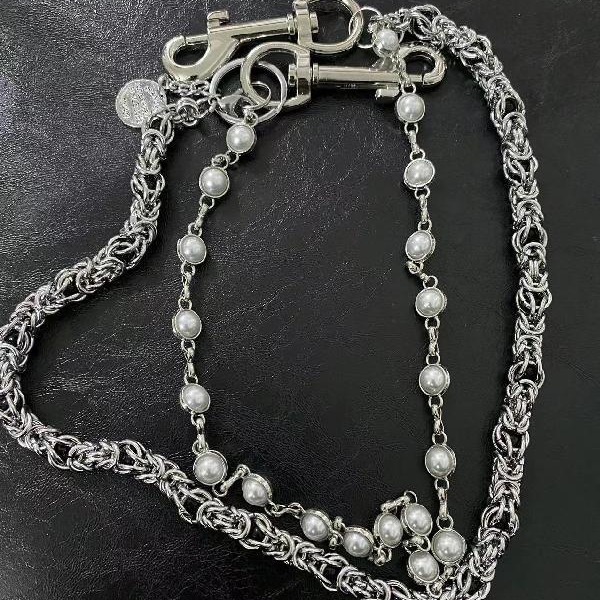 Round bead rhinestone multi-color punk pants chain unisex waist accessory Gothic pocket multifunctional chain 241105
