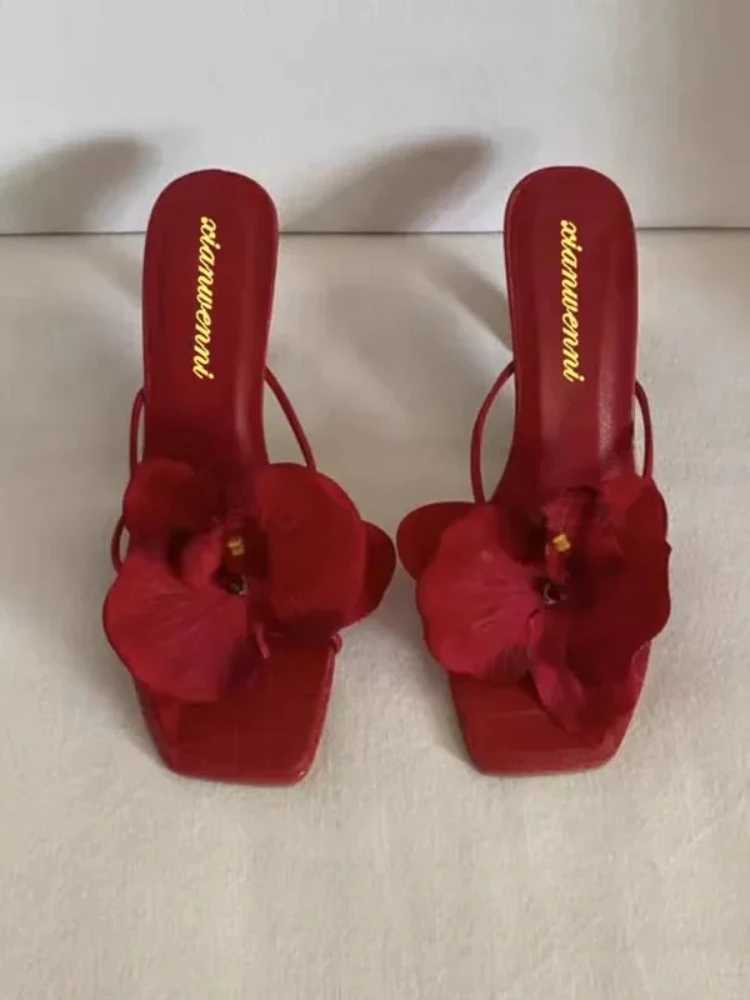 2024 Fi Shoes Fem New Elegant Flower Design Sandals Casual Fixed Outerwear High Heels Sandals Y241219