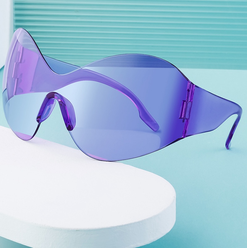 Oversized One Piece Y2K Sunglasses Women Brand Vintage Punk Rimless Sun Glasses Female Men Unique Star Shades Oculos De Sol S70 003 IVSTA