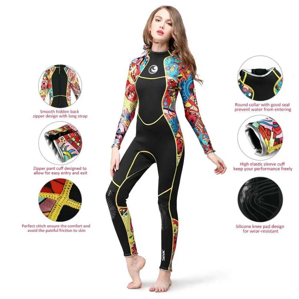 Hisea 3mm women neoprene wetsuit color stitching Surf Diving Equipment JellyfishXJ241220