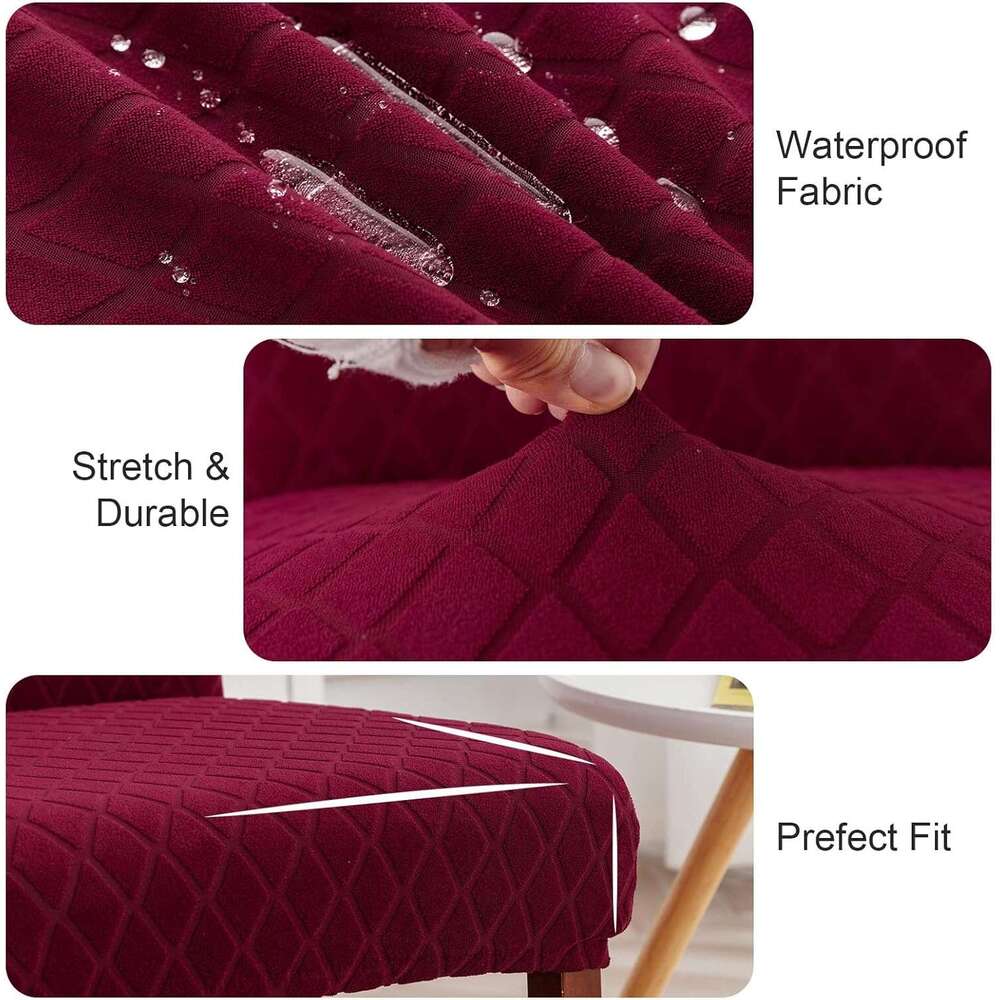 Genina Waterproof Covers Room, Stretch Jacquard Dining Slipcovers Removable Washable Chair Protector for Kitchen Hotel Restaurant
