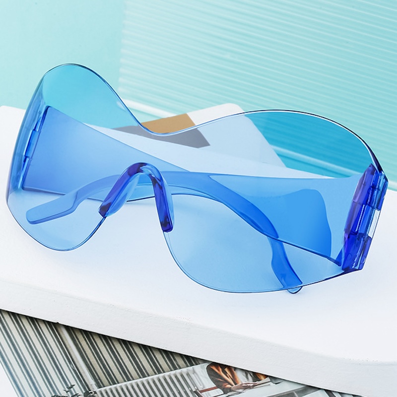 Oversized One Piece Y2K Sunglasses Women Brand Vintage Punk Rimless Sun Glasses Female Men Unique Star Shades Oculos De Sol S70 003 IVSTA