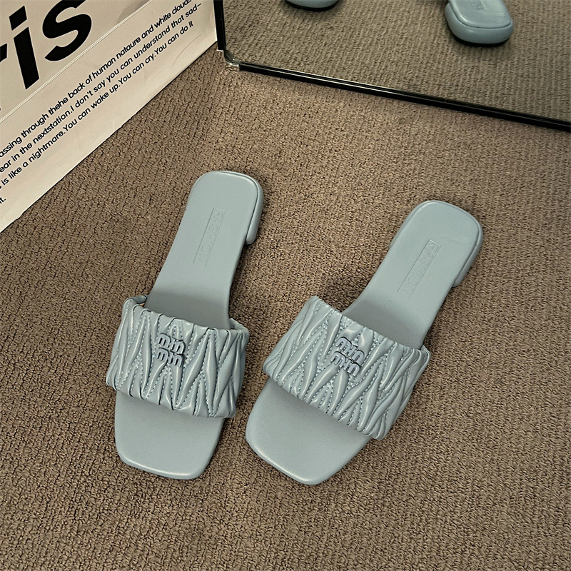 Free Shipping new designer sandals slippers flat Square toe casual comfortable sandals slides womans sandal outdoor Slipper woman shoes szie 36-42