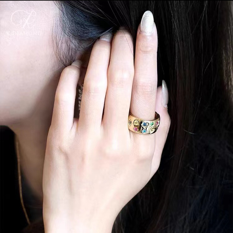 Choucong Brand Ins Top Sell Wedding Rings Vintage Jewelry 925 Sterling Silver Gold Fill Colorful 5A Cubic Zircon CZ Diamond Party Eternity Women Engag