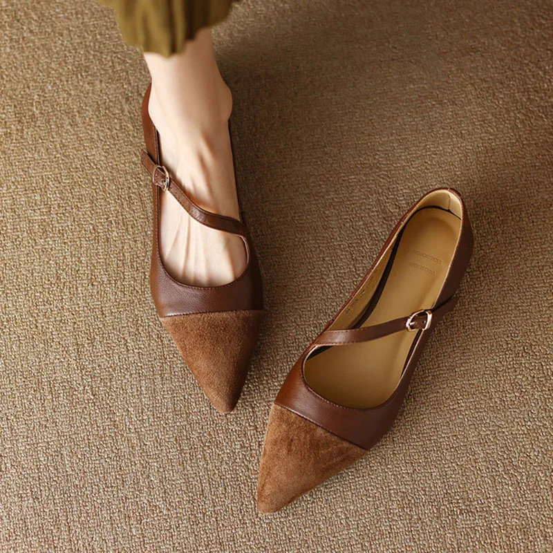 Women's Flats Pointed Toe Mary Jane For Women Elegant Dress Oblique Strap Ladies Shoes