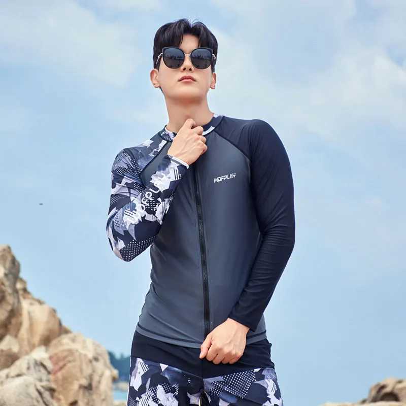 WDFPLAY mens UV Sun Protection Long Seve Rash Guard Wetsuit Swimsuit Top Diving Suit Men Split Long-Seved Trousers SunscreXJ241220