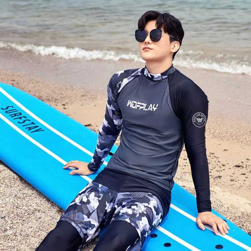 WDFPLAY mens UV Sun Protection Long Seve Rash Guard Wetsuit Swimsuit Top Diving Suit Men Split Long-Seved Trousers SunscreXJ241220