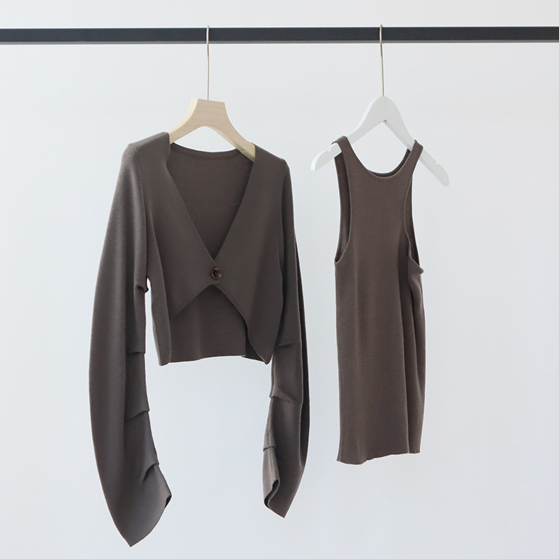 DIB11 2025 Charm Fit Beige Cotton knitwear dress