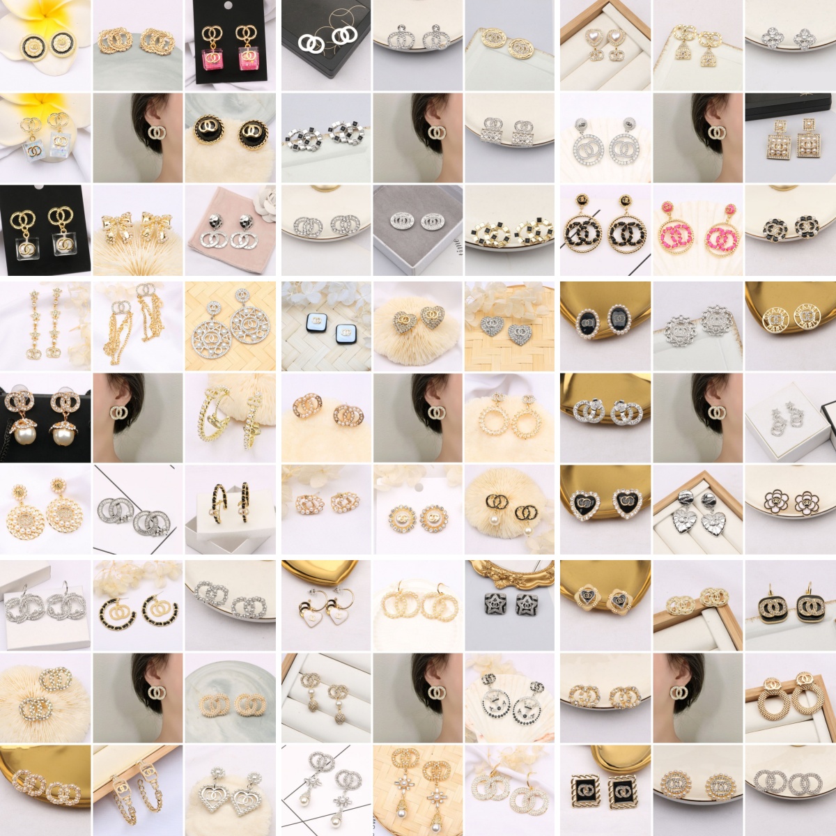 500Style 18K Gold Plated 925 Silver Designer Stud Geometric Famous Women Crystal Rhinestone Pearl Letter Earring Wedding Party Jewelry Loves Gift