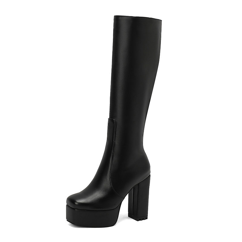 Women Fashion Boots High Heel Increase Height Winter Designer Shoes Simple Casual Style Versatile Triple Black White Pink Free shipping