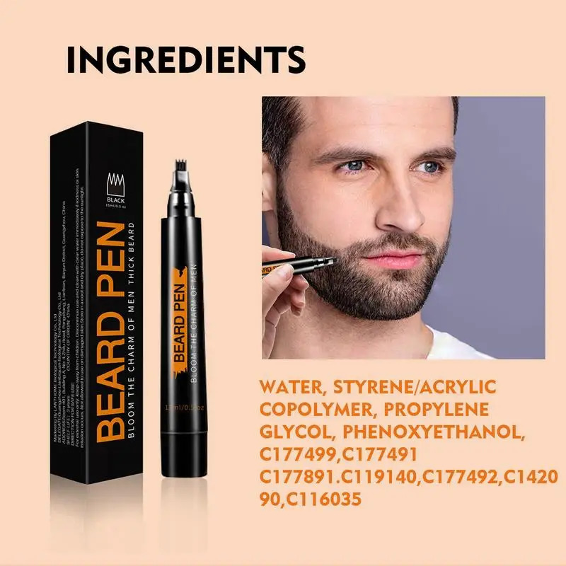 Beard Pen Beard Filler Pencil Men Black Brown 4-Tip Beard Pen Detailing Filler Moustache Eyebrows Barber Pencil Beard Marker 241219