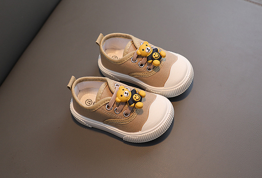 Baby Spring and Autumn Treasure Breathable Non-slip Shoes Cartoon Bear Rubber Soft Soled Toddler Shoes Kidsnest Children Infant Casual Canvas Shoes Si