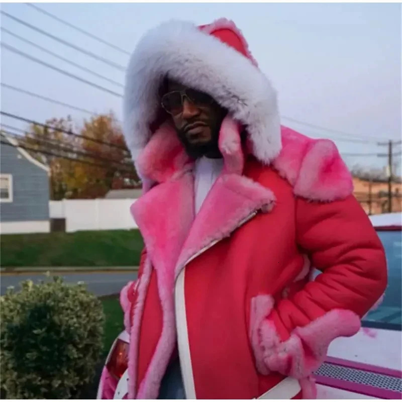 Leather Fleece Thicken Fur Coat Fashion Male Pu Leather Zipper Short Jacket Winter Men Warm Pilot Fleece Jacket 241216