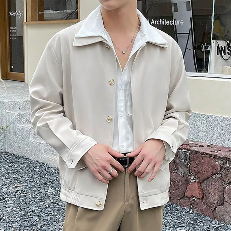 Autumn Fashion Trend Casual Simple Polo Workwear Short Style Light Mature Style Versatile Loose Style Mens Jacket Coat 241219
