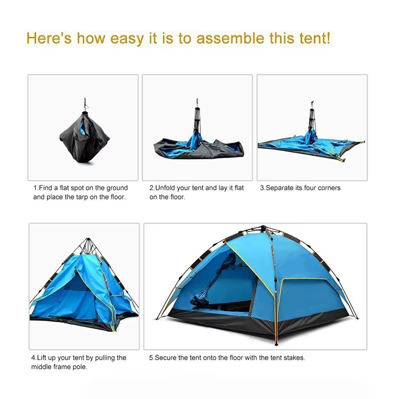 3-4 Person Automatic Portable Folding Family Camping Tents Waterproof Pop Up Tent for Outdoor