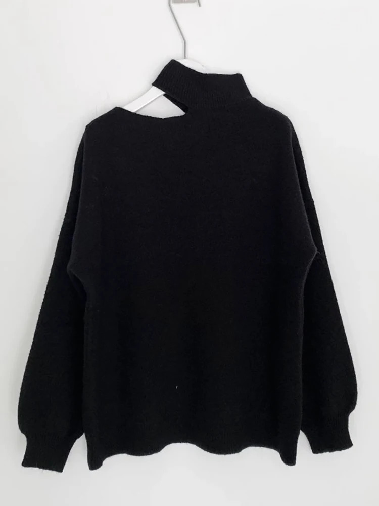 AOSSVIAO Autumn Winter Women Turtleneck Sweater Oversize Warm Pullovers Sweater Long Sleeve Off Shoulder Loose Jumper 241217