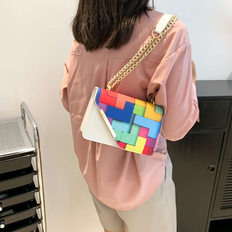 Chic Mini Crossbody Bag Color Block Flap Design - Versatile Shoulder Purse for Fashion-Forward Women