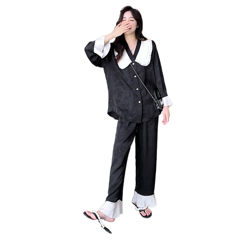 B871-Pajamas women 2023 new women's cotton silk home wear suit short-sleeved two-piece summer