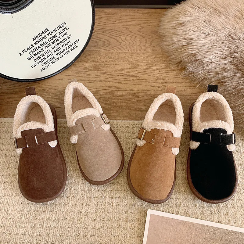 Autumn Winter Women Shoes Casual Flat Shoes Women Moccasins Soft Loafers Fashion Comfort Warm Plush Slip on Female Cotton Shoes 241220