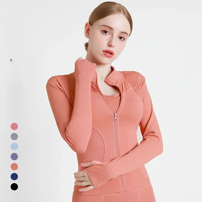 2024 Autumn Tracksuit Jacket Slim Fit Long Sleeved Fitness Coat Women Yoga Tops With Thumb Holes Gym Workout Sweatshirts 241220Z