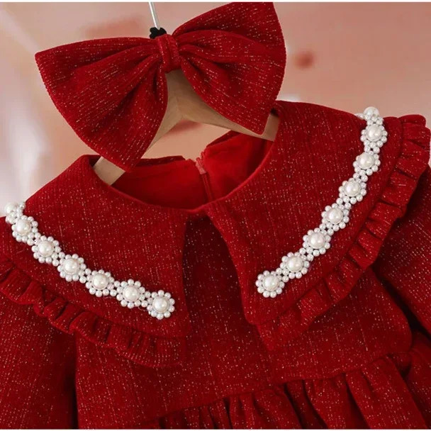 Girls Dress Autumn and Winter Childrens Princess Baby Winter Velvet Dress Kids Clothes baby girl dress without bow 241219