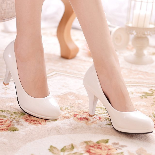 Autumn Ddmywed Spring Professional High Heel Single Lacquer Leather Shallow Mouth Round Head Women S Red Work Shoes Wedding Shoe Chinese Brand F Ddmys