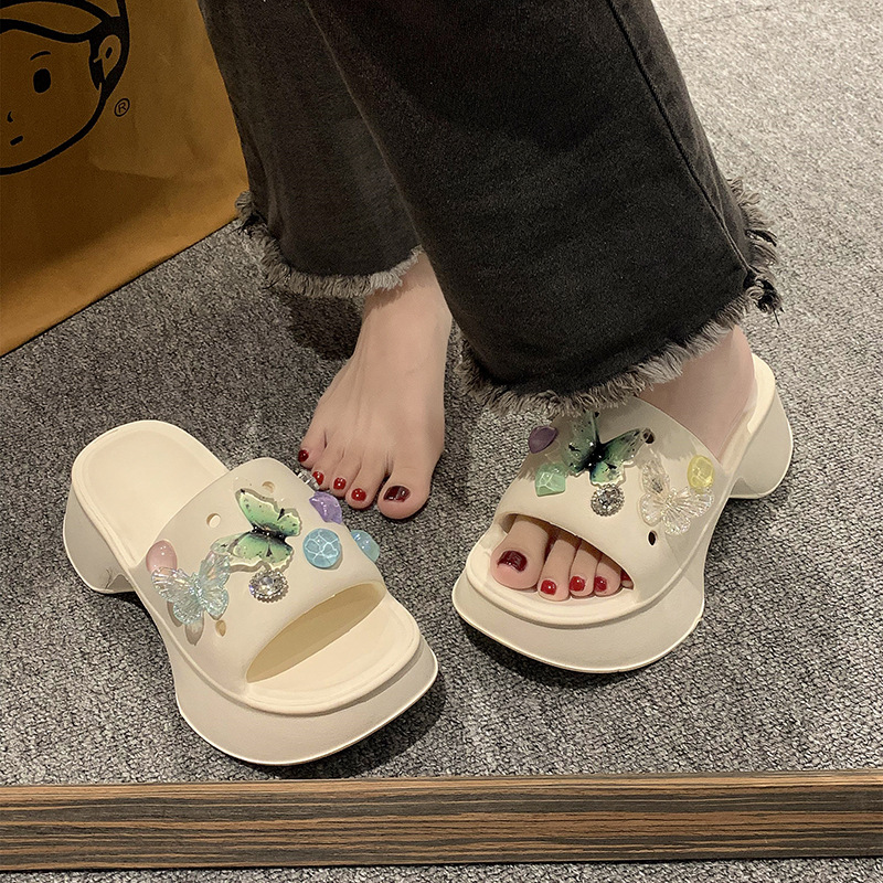 Free Shipping slippers designer slides Mens womens summer butterfly Platform sandals black pink outdoor Slipper slider men woman Trainer shoes size eu