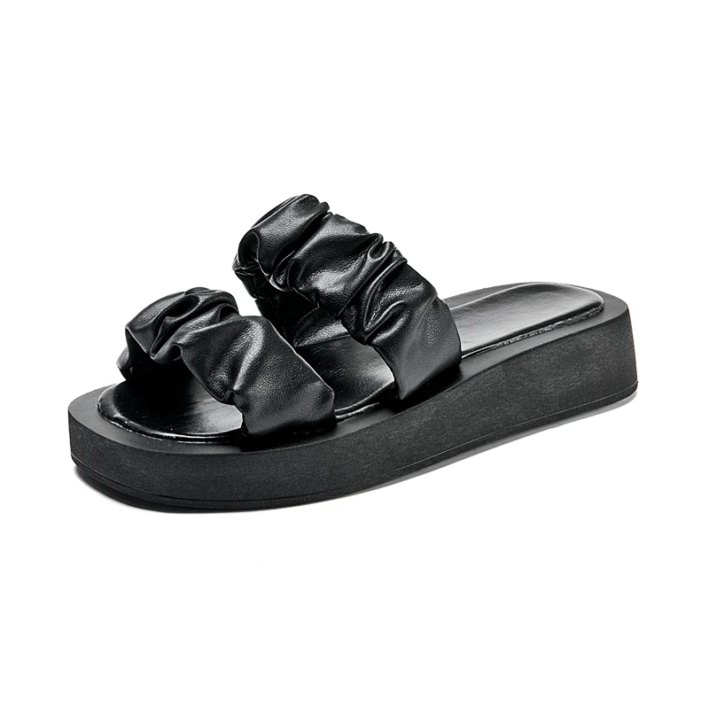 AIYUQI Women's Summer Slippers Large Size Solid Color Comfortable Open Toe Beach Shoes Women Flat Slippers