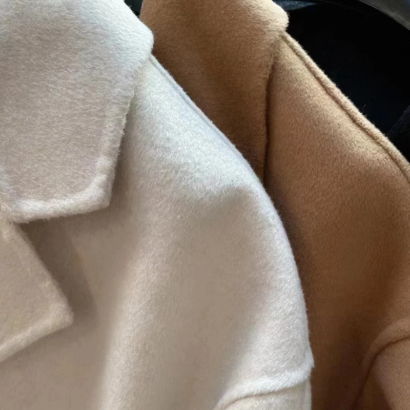 Coats and Jackets Women Korean Fashion Double Sided Wool Coat Lapel Breasted Oversized Femme Elegant Winter 241217