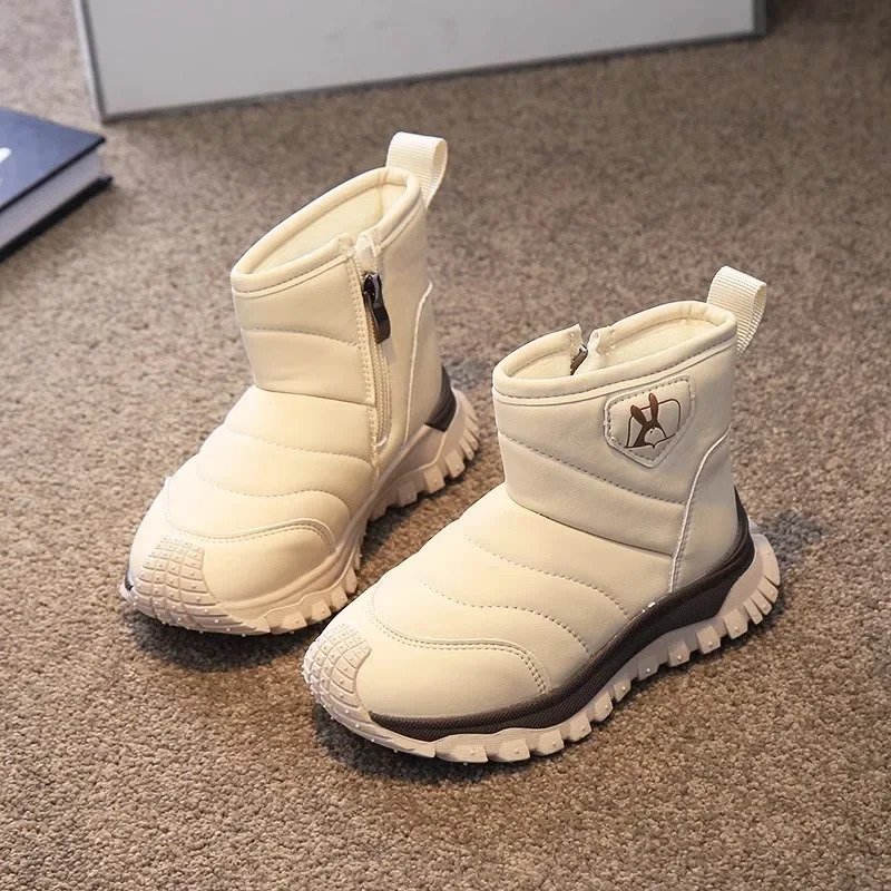 Children Waterproof Snow Boots Kids Anti-slip Warm Mountaineering Boots Boys Girls Outside Cotton Shoes With Thick Fur 241219