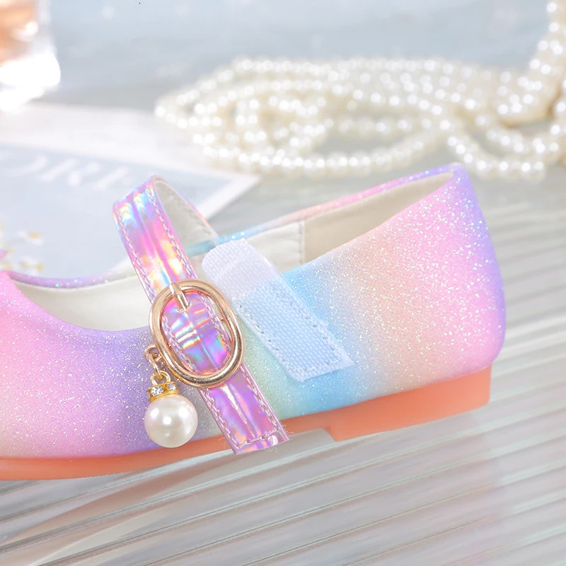 YUNICUS Girls Sequined Princess Shoes Childrens flat shoes Rainbow Shoes Little Girl Performance Dancing Shoes Party Shoes 241219