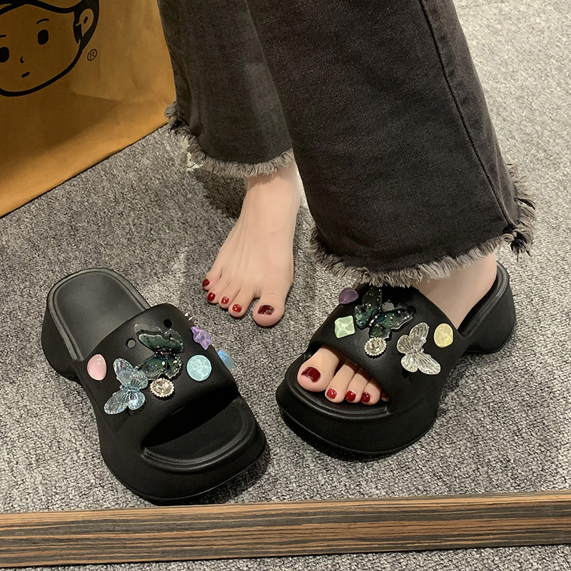 Free Shipping slippers designer slides Mens womens summer butterfly Platform sandals black pink outdoor Slipper slider men woman Trainer shoes size eu