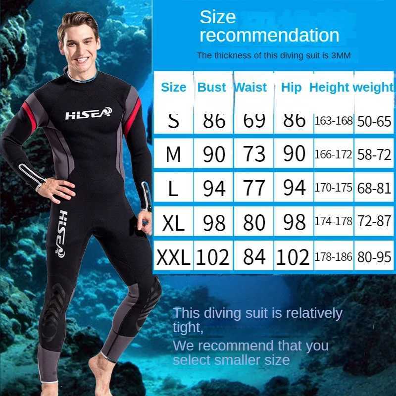 Latest Hisea Scuba Diving Suit Men 3mm Neoprene Diving Suit Swimming Wetsuit Surf Triathlon One-piece Diving Suit for MenXJ241220