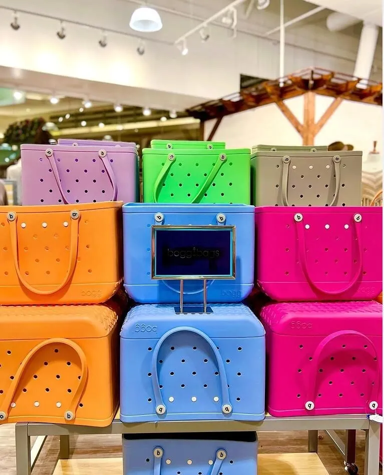 Silicone Tote hot Bag - Large, Waterproof Durable, Pink hot Blue Candy Colors, for Travel, Cosmetics, Beach & More