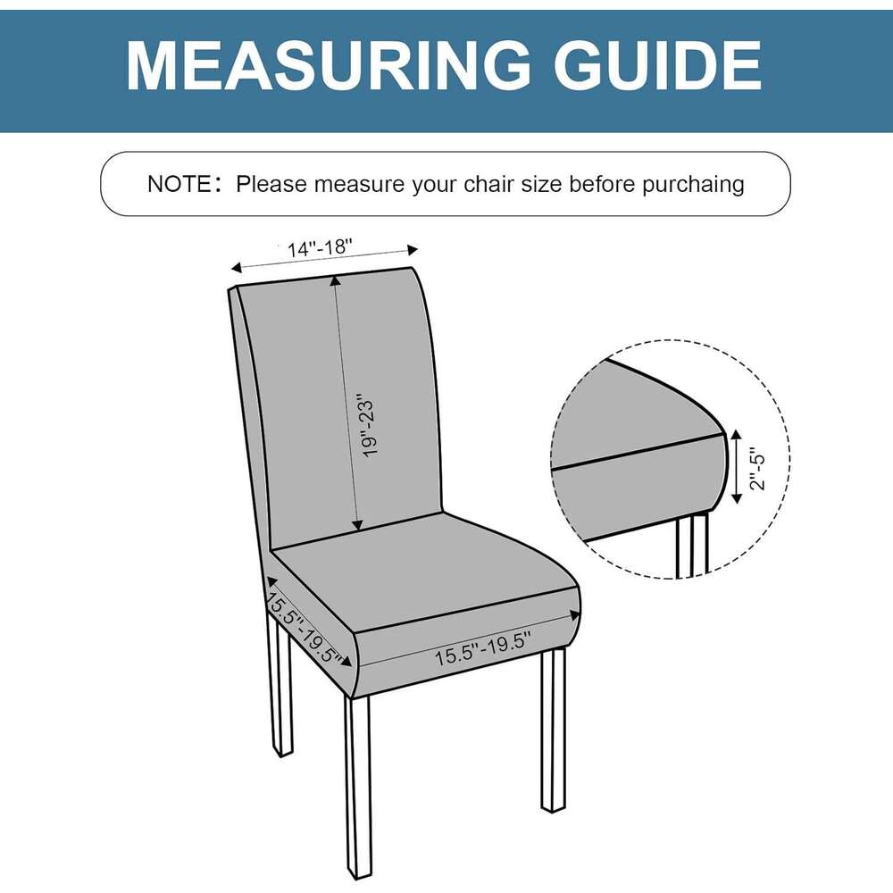 Genina Waterproof Covers Room, Stretch Jacquard Dining Slipcovers Removable Washable Chair Protector for Kitchen Hotel Restaurant