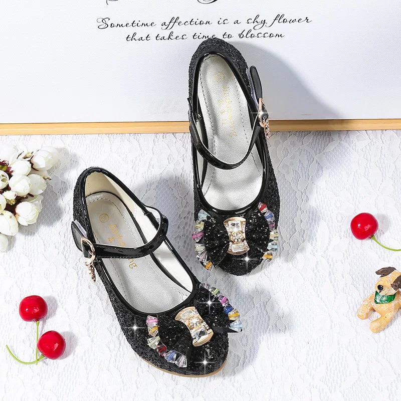 Children Princess Shoes Spring Autumn Girls Sequins Wedding Party Kids Dress Shoes Girls School Sandals Size 26-38 B668 241219