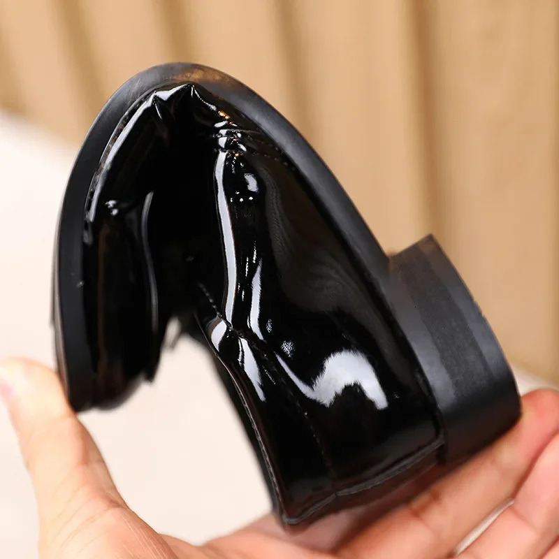 Children Patent Leather Shoes Fashion Pointed Toe Lace Up Boy Shoes Black Casual Dress Flats Comfortable Soft Sole Kids Shoes 241220
