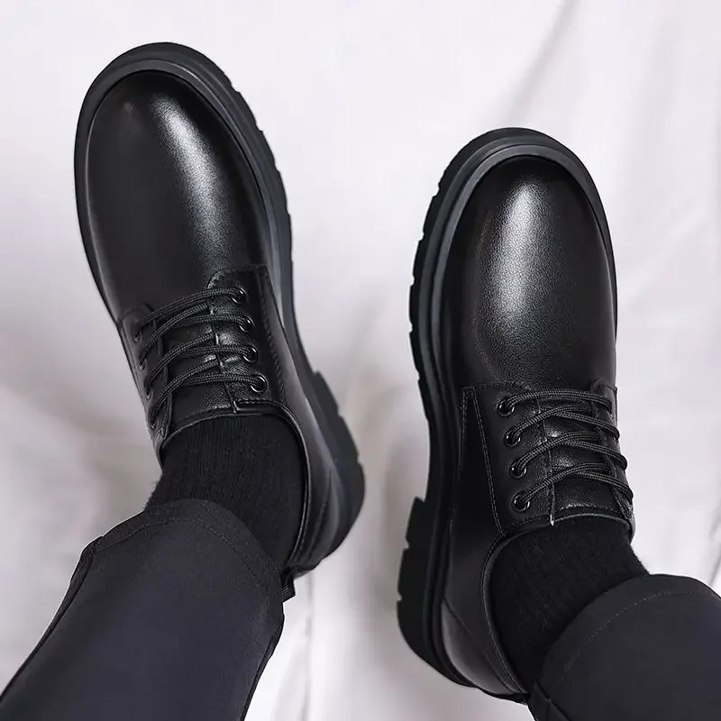 Business Man Casual Shoe Moccasin Lace Up Soft Dress Shoes Leather Men Formal High Quality Fashion Free Clearance 241220